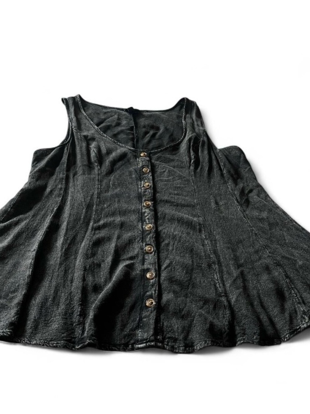 torrid linen Black Button-Front Flared Tank